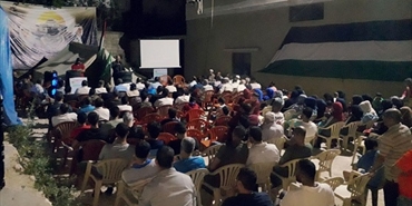 حماس تقيم لقاءاً جماهيريا في خيمة العودة في مخيم البرج الشمالي