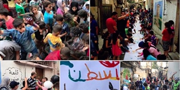 أطفال مخيم عين الحلوة يرسمون لفلسطين