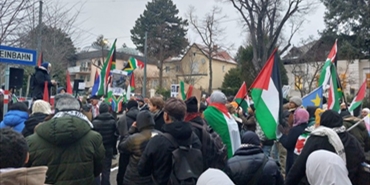 فلسطينيون ومتضامنون يشكرون جنوب أفريقيا في وقفة أمام سفارتها في فيينا