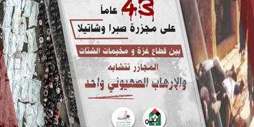 منظمة ثابت لحق العودة: مجزرة صبرا وشاتيلا امتداد لعدوان غزة ونطالب بمحاكمة قادة الاحتلال